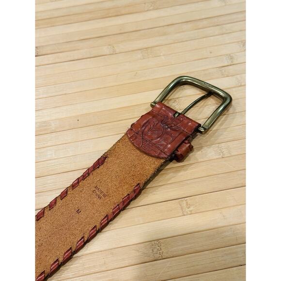 Ralph Lauren Tan Brown Floral Embossed Genuine Leather Belt Women’s Size M ? main image 7